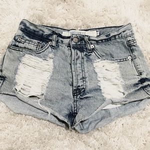 Ripped jean shorts